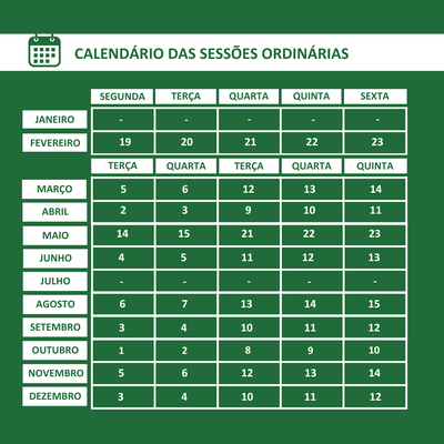 Calendário Sessão Ordinária
