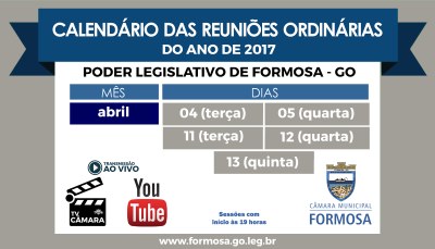 Calendário das Sessões Ordinárias 