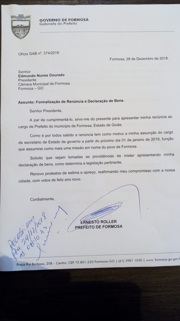 Renúncia Ernesto Roller